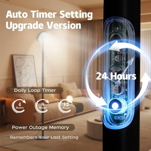Vista 5 de Luz LED de crecimiento alto de espectro completo de 60 W, luz de planta de pie ajustable de 85 pulgadas para plantas de interior, temporizador