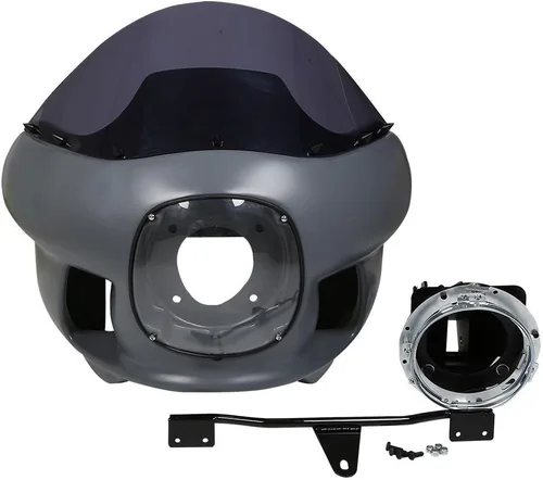 Vista 6 de TCT-MOTORPARTS 7" Cobertura de carenado delantero superior, parabrisas, faro con kits de montaje para Harley Dyna Street Bob, Low Rider, FXR