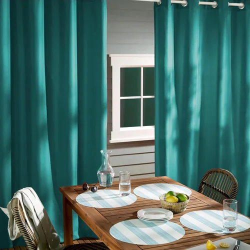 Vista 210 de TOWN & COUNTRY BASICS Cabana Cortinas Sólidas de Peso Pesado para Interiores y Exteriores, Opacidad de Filtrado de Luz con Parte Superior de Ojales