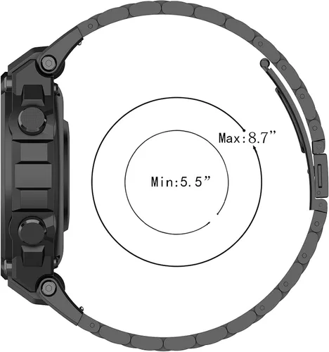 Vista 8 de FitTurn Compatible con las correas Amazfit T-Rex, pulsera elegante de repuesto de acero inoxidable sólido de metal ajustable con herramientas