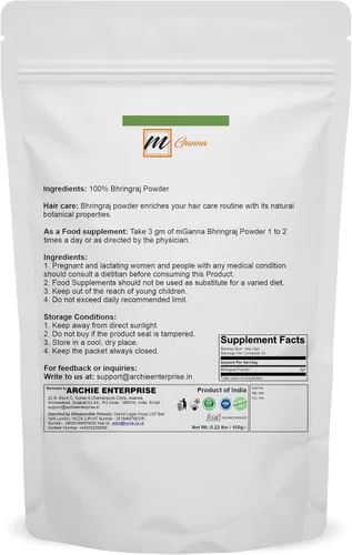 Vista 2 de 100% natural Bhringraj Powder Pure Eclipta Alba para la salud del cabello y la piel 0.22 LBS 3.53 oz