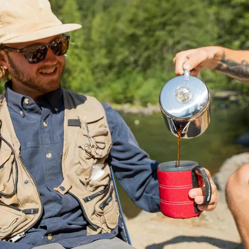 Vista 7 de GSI Outdoors Percolator - Cafetera I Glacier de acero inoxidable con mango de silicona para camping, mochileros, viajes, caravanas y caza, apta