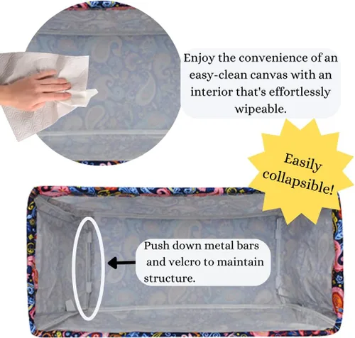 Vista 311 de NGIL Bolsa de comestibles reutilizable extra grande plegable de gran tamaño para comestibles, almacenamiento, picnic, playa, Estampado