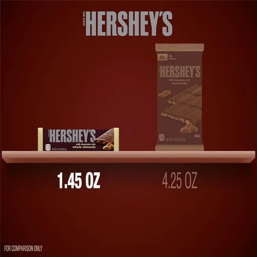 Vista 4 de Barras de chocolate con leche HERSHEY'S con almendras enteras, 1.45 oz (36 unidades)