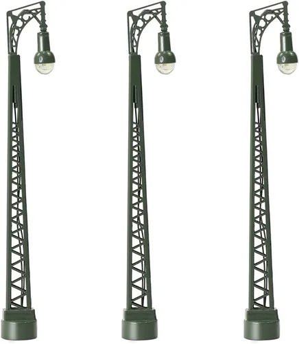 Vista 7 de LQS65 3pcs Modelo Trenes Escala HO 1:87 Lámparas de luz de calle Poste de mástil (escala HO)