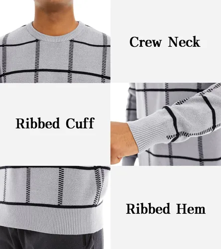 Vista 5 de MAGNIVIT Suéteres de punto de diseño básico para hombre, de algodón, suave, cuello redondo, para otoño e invierno