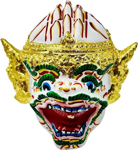 Vista 13 de BUDDHO Máscara tailandesa de Khon, esculturas tailandesas, ramayana, resina, drama, coleccionable, artesanía tailandesa, decoración (Ganesha)