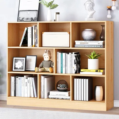Vista 46 de IOTXY - Estantería de madera con espacios abiertos, 3 niveles, con patas, 5 cubos, color azul brillante Nordic Minimalist Style, MDF