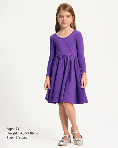 Vista 2 de Stelle Vestido de patinadora de manga larga para niñas y niños pequeños, Blanco