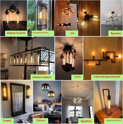 Vista 7 de Bombilla LED E26 de 7.3 pulgadas, 6 W, regulable, bombillas Edison blancas suaves de 2700 K, 800 lm, igual a 80 W, tubular T10 T9, bombilla larga