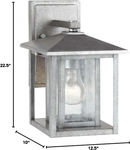Vista 3 de Generation Lighting 88025-57 Hunnington One - Farol de pared para exteriores con luz exterior, peltre desgastado
