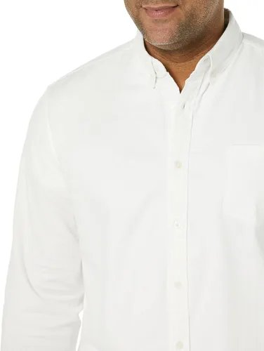 Vista 6 de Tienda Essentials Camisa Oxford elástica de manga larga con bolsillo para hombre (disponible en tallas grandes y altas)