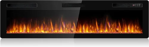 Vista 11 de BOSSIN Chimenea lineal ultrafina y silenciosa de 30 pulgadas, chimenea eléctrica empotrada y chimenea montada en la pared y en la pared