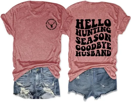 Vista 5 de DUDIHOHX Hello Hunting Season Goodbye Husband - Sudadera de manga larga con estampado de moda, casual, cuello redondo