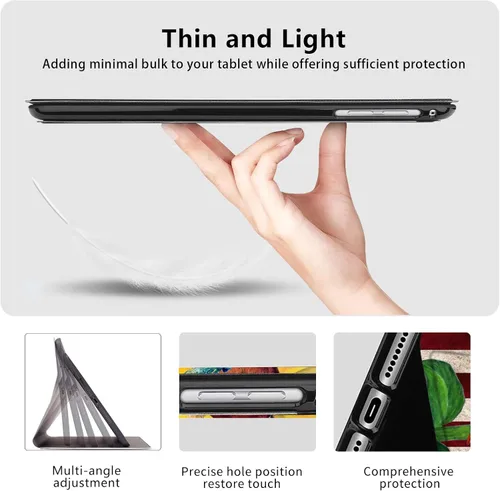 Vista 6 de Funda diseñada para Microsoft Surface Pro 11/10/9, protección ligera, múltiples ángulos, piel sintética, delgada, con función de encendido y apagado