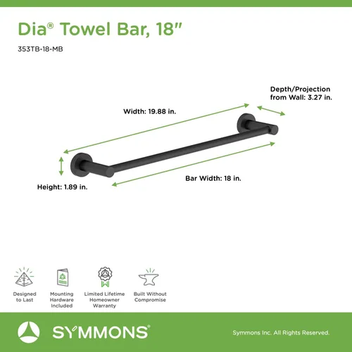 Vista 5 de Symmons 35AC3BUNDLEMB - Juego de accesorios de baño de pared de 3 piezas, color negro mate