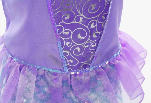 Vista 5 de Princess Mermaid Costume for Little Girls Toddler dress up with Red Wig Accessories Birthday Party Holiday