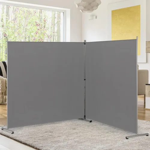 Vista 8 de Rantila Divisor de habitación de 2 paneles grandes, divisor de oficina portátil, cómodo móvil, pantalla de privacidad plegable para dormitorio