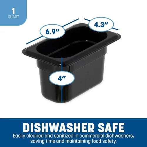 Vista 3 de Carlisle FoodService Products StorPlus - Recipiente de almacenamiento de alimentos de tamaño 1/9 para servir y almacenar alimentos fríos o Negro