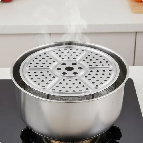 Vista 2 de Soporte de cocina de acero inoxidable, bandeja de inserción 304 de metal resistente al óxido, patas desmontables adecuadas para comidas de uso