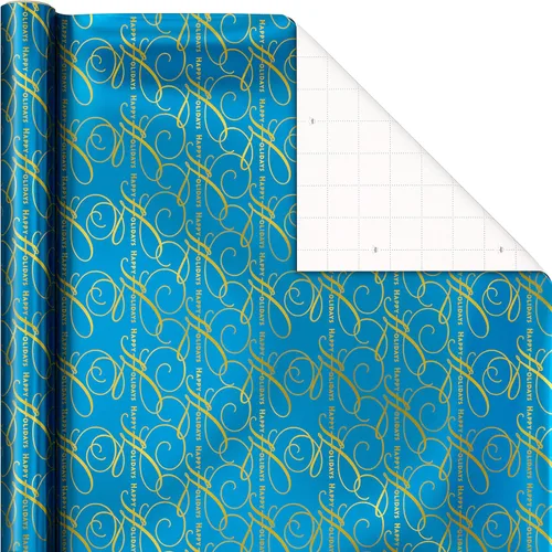 Vista 6 de Hallmark - Rollos de papel de regalo de Navidad, envoltura de regalo de aluminio metálico para las fiestas