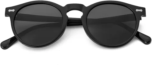 Vista 2 de WHHJM Vintage Polarized Round Sunglasses for Men Women Retro Stylish Black Orange Sunglasses