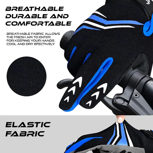Vista 3 de BEAST RAGE Full Finger Cycling Gloves with Padding for Men Women, Anti-Slip, Shock Absorbing, Breathable, Touchscreen Mountain Bike Gloves for BMX