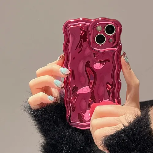 Vista 31 de FABSPARK Funda para iPhone 11, Patrón de Burbujas de Meteorito 3D Electrochapado Galvanizado con Brillos Marco Ondulado Rizado Funda Brillante, TPU