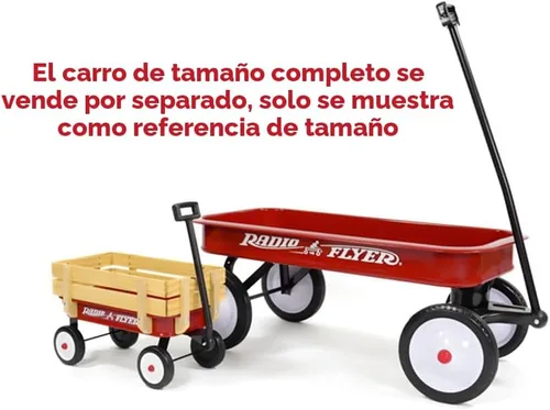 Vista 2 de Radio Flyer Mini vagón de acero y madera para niños, vagón de juguete de 19 pulgadas para niños de 1.5 años en adelante, versión de tamaño de juego