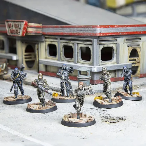 Vista 3 de Modiphius Entertainment Ltd Fallout Wasteland Warfare: Brotherhood of Steel - Patrulla de Combate - 6 miniaturas, sin pintar, figura de 1.260 in, RPG