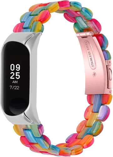 Vista 16 de Mi Band 7 - Correa de resina Barcelet, correa de repuesto de 5.7 a 8.0 pulgadas, pulsera de resina ligera, doble botón, cierre plegable, compatible
