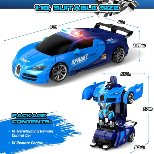 Vista 2 de Carro de control remoto, transformación con un clic en robot, carro de juguetes transformable para niños, deformación suave, modo demostración