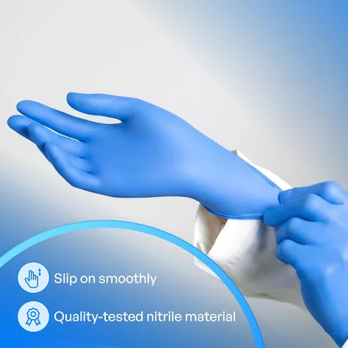 Vista 5 de TRONEX Chemo-Rated Fingertip-Textured Blue Nitrile Exam Gloves, Blue Medical Nitrile Gloves
