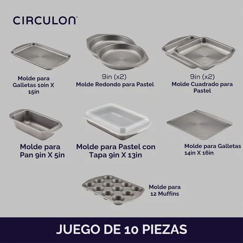 Vista 3 de Circulon Total - Juego de utensilios antiadherentes para hornear con sartén antiadherente, bandeja para hornear, bandeja para hornear, molde