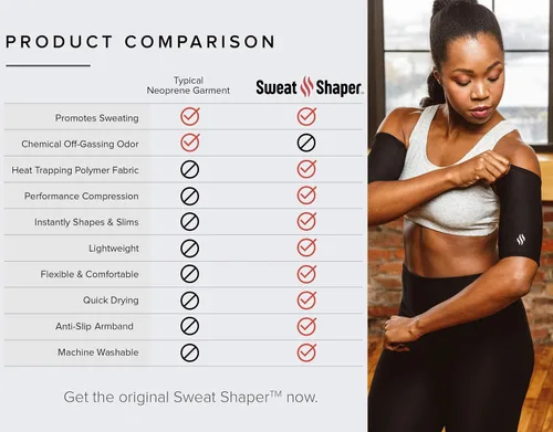 Vista 5 de Sweat Shaper Recortadoras de brazos para mujer bandas de compresión para sudor mangas de rendimiento paquete de 2