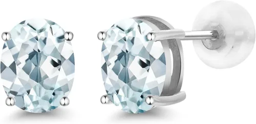 Vista 193 de Gem Stone King Aretes de oro de 14 quilates con piedra natal ovalada de 0.315 x 0.236 in Aretes de oro para mujer