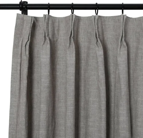 Vista 2 de TWOPAGES Juego de 2 paneles de cortinas de algodón de lino natural, filtrado de luz, protección de privacidad, cortinas plisadas grises para sala