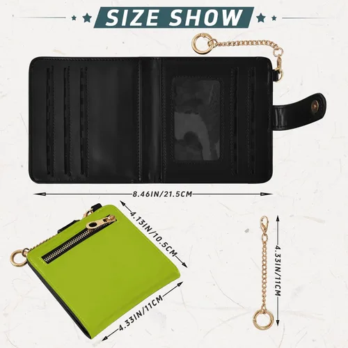 Vista 3 de Safety Green Womens Wallet Leather RFID Blocking Bifold Slim Wallets, Small Thin Ladies Credit Card Holder Double Zipper Pocket
