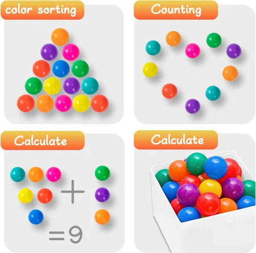Vista 6 de Markdang 170 bolas de plástico a prueba de aplastamiento de 2.1 a 2.2 pulgadas para bebés y niños pequeños, 8 colores brillantes con bolsa