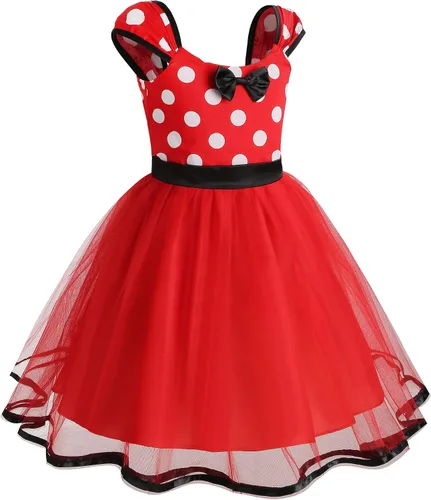 Vista 2 de Vestidos de princesa para niñas, vestido de Minnie Mouse, traje de cumpleaños de Minnie Mouse, disfraz de Minnie Mouse