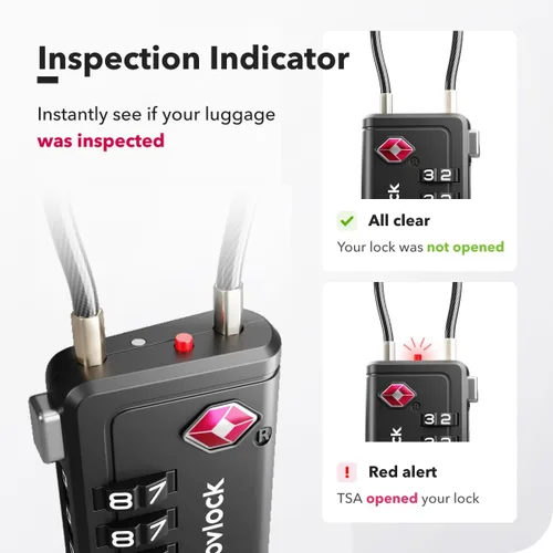 Vista 5 de Cerradura de equipaje aprobada por la TSA Indicador de inspección, combinación de 4 dígitos, aleación de zinc duradera para maletas, mochilas