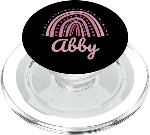 Vista 7 de Abby Name Personalized Funny Women Pink Rainbow Abby PopSockets Adhesive PopGrip