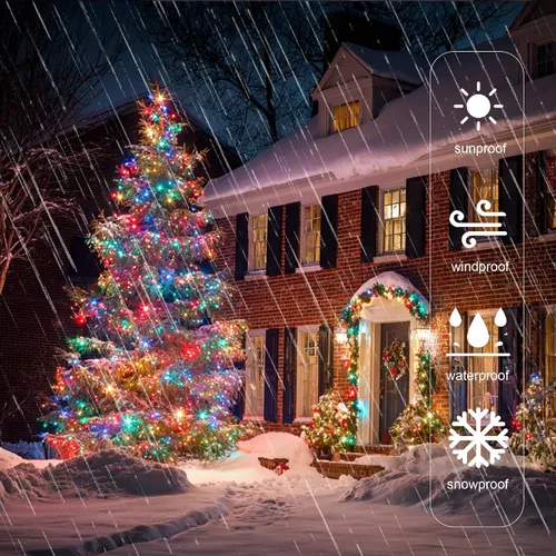 Vista 3 de Luces de Cadena de Navidad, 100 pies 300 Luces LED de Cadena Cable Verde con Temporizador 8 Modos, Decoración Impermeable Conectable para Interiores