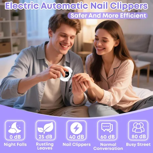Vista 3 de Cortaúñas automático para personas mayores, cortaúñas eléctrico 3 en 1 con luz LED, batería recargable, cortaúñas para adultos, molinillo de uñas