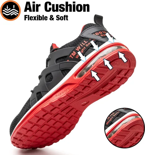 Vista 3 de Kezhiho Steel Toe Shoes for Men Women Air Cushion Lightweight Work Shoes Comfortable Breathable Puncture Proof Slip Resistant Sneakers