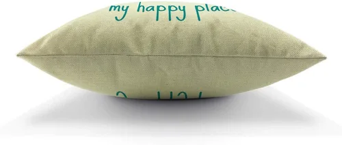 Vista 5 de AOYEGO My Happy Place - Funda de almohada con purpurina de playa, océano, olas de mar, verano, arena, cielo, naturaleza, bahía, con purpurina, 18 x
