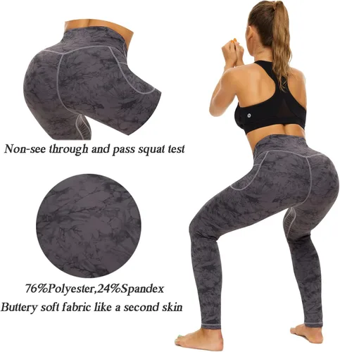 Vista 5 de iniber Pantalones de yoga de cintura alta con bolsillos para mujer, elásticos en 4 direcciones, suaves, para correr, entrenamiento, pantalones