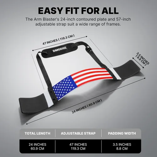 Vista 5 de DMoose Fitness Brazo Blaster para bíceps y tríceps – Aluminio resistente, acolchado suave para el cuello y correas ajustables – Soporte de rizo