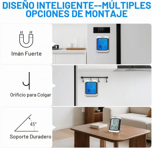 Vista 7 de ThermoPro TP65 Termómetro de Interior y Exterior, Higrómetro Digital Inalámbrico, Monitor de Humedad de Temperatura con Pantalla Táctil Jumbo