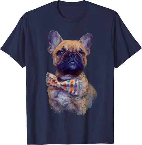Vista 24 de Camiseta de bulldog francés con estampado realista, artística de bulldog francés, Negro, S